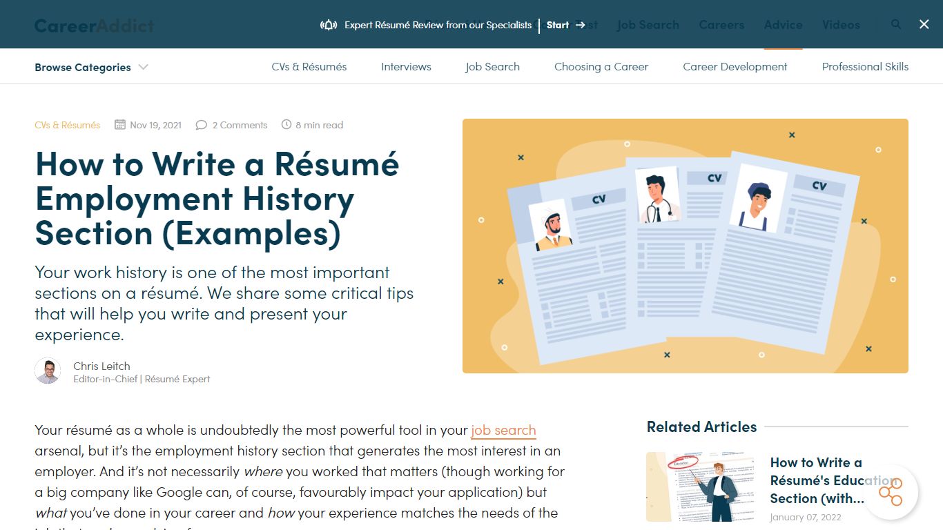 How to Write a Résumé Employment History Section (Examples)