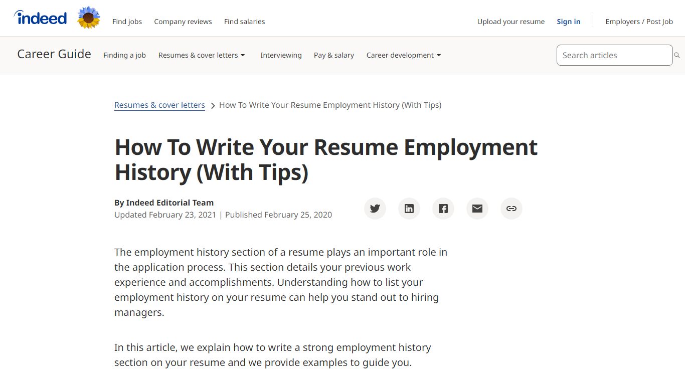 How To Write Your Resume Employment History (With Tips)