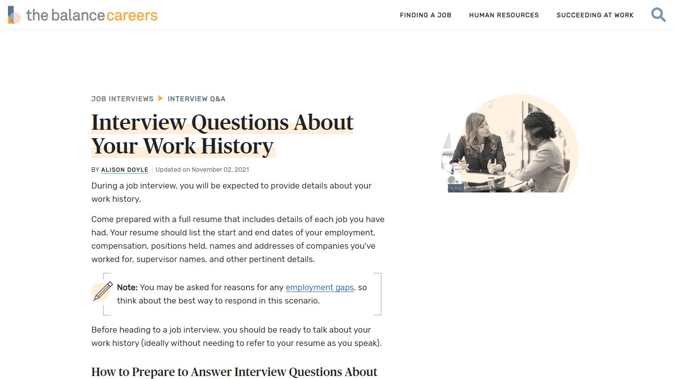 Interview Questions About Your Work History - The Balance Careers